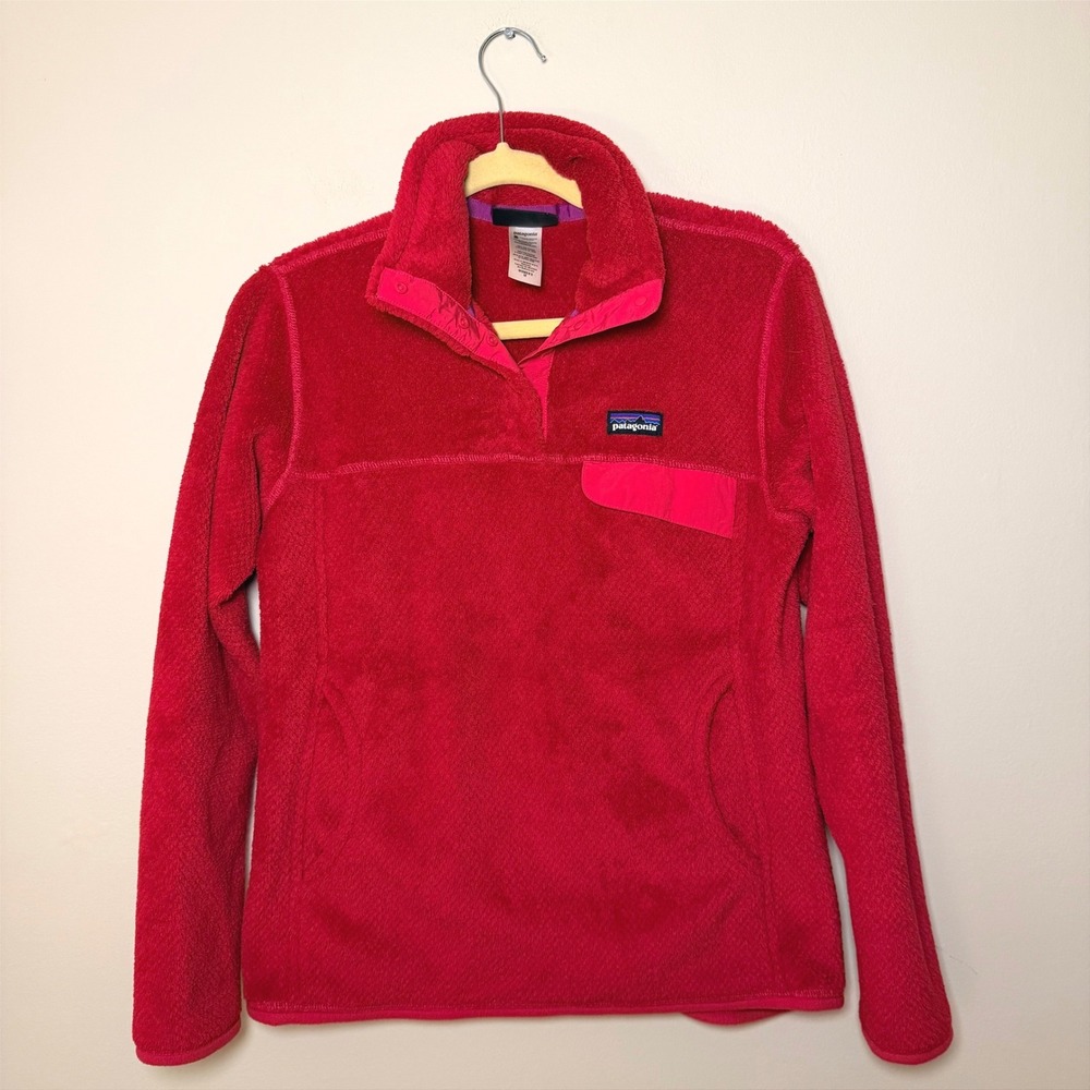 Patagonia Women's Re-Tool Snap-T Fleece Pullover Sweater Cochineal Red SZ M